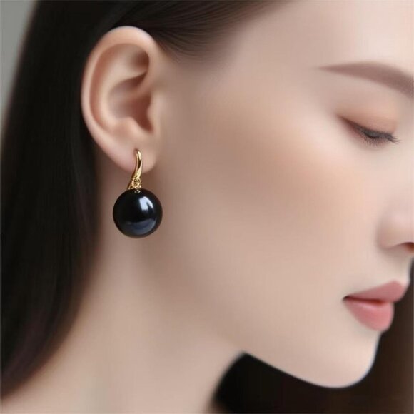 🆕 Women Black Pearl Drop Earrings Sterling 14k Unique Freshwater Real Jewelry - Picture 5 of 5